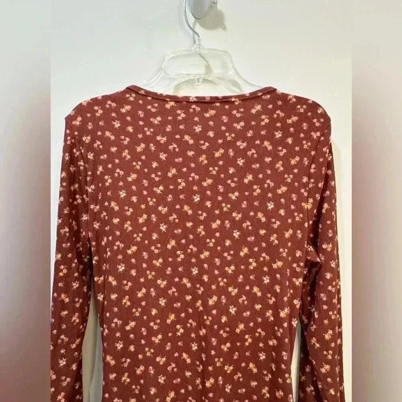 Ragdoll Long Sleeve Faux Wrap Ribbed Floral Shirt XL - Picture 7 of 10